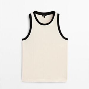 Massimo Dutti Sleeveless Tops Black and White
